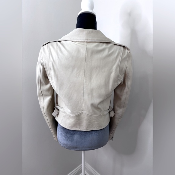 IRO Cream Lamb Leather Biker Jacket Size 4 (FR 36) - Picture 5 of 16